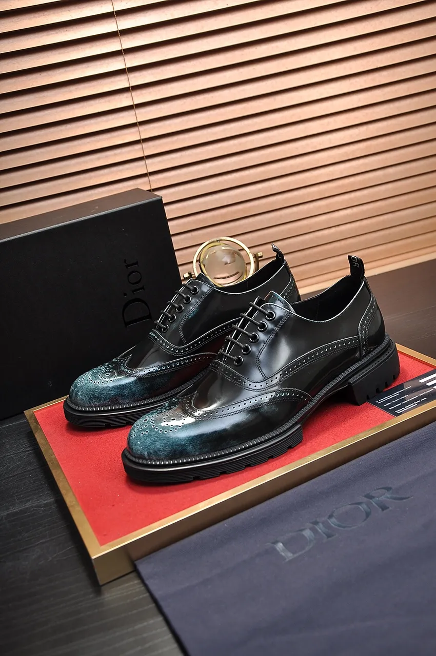 Men's shoes💰720💶【Dior】High-end goods Niuli Original order quality Dior —🆘.Dior original order purchasing, high-end leather shoes, fabric: imported from Italy open-edge beaded cowhide➕water-dyed cowhide/cowhide lining➕specially provided original outsole, fine workmanship, real-life shooting🎬size: 38-45 (45 customized)